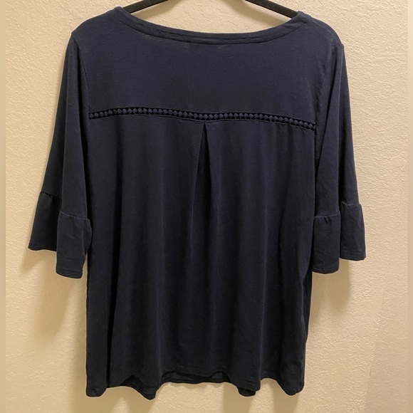 J. Jill Navy Blue 3/4 Flare Sleeve Boat Neck Tunic Size Large - Picture 6 of 8